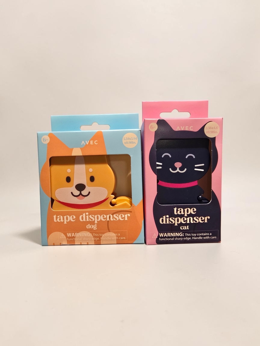 Dog and Cat Tape Dispenser - Yellow Dog, Black Cat